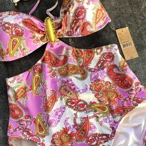 NWT Jonathan Cremieux Pink Monokini Swimsuit👙